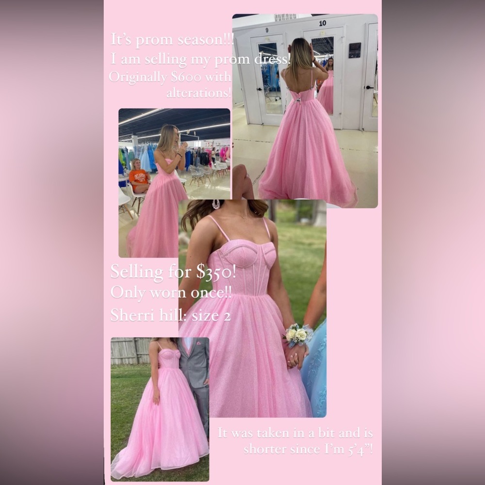 Sherri hill dress, pink ball gown, size 2!!